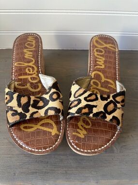 Sam Edelman Leopard Print Slide Sandals - Brown, Black, Tan